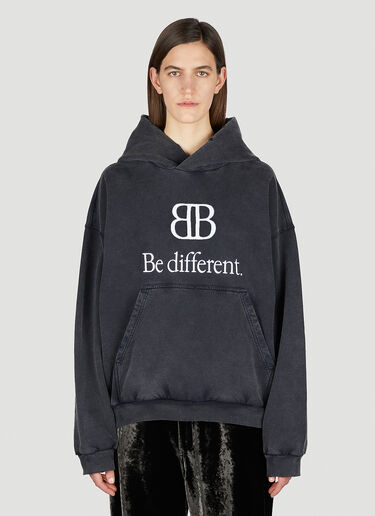 Balenciaga Logo Motif Hooded Sweatshirt Black bal0250034