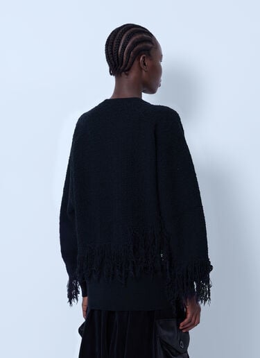 Y-3 Knitted 3 Stripes Fringy Sweater Black yyy0265016