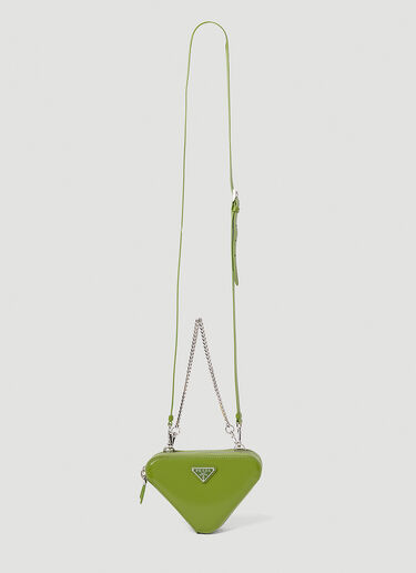 Prada Mini Triangle Chain Wallet Green pra0252066