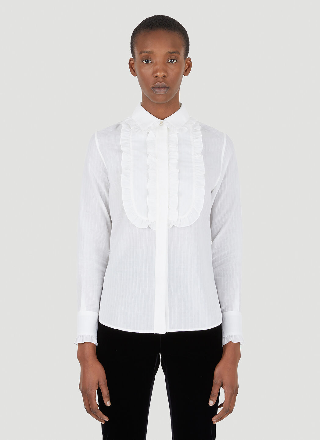 Ruffle bib shirt dress discount