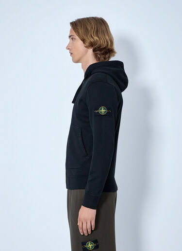 Stone Island Zip-Up Hoodie with Sleeve Patch Black sto0165018