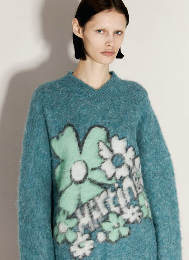 Martine Rose Boxy V Neck Sweater Blue mtr0255006