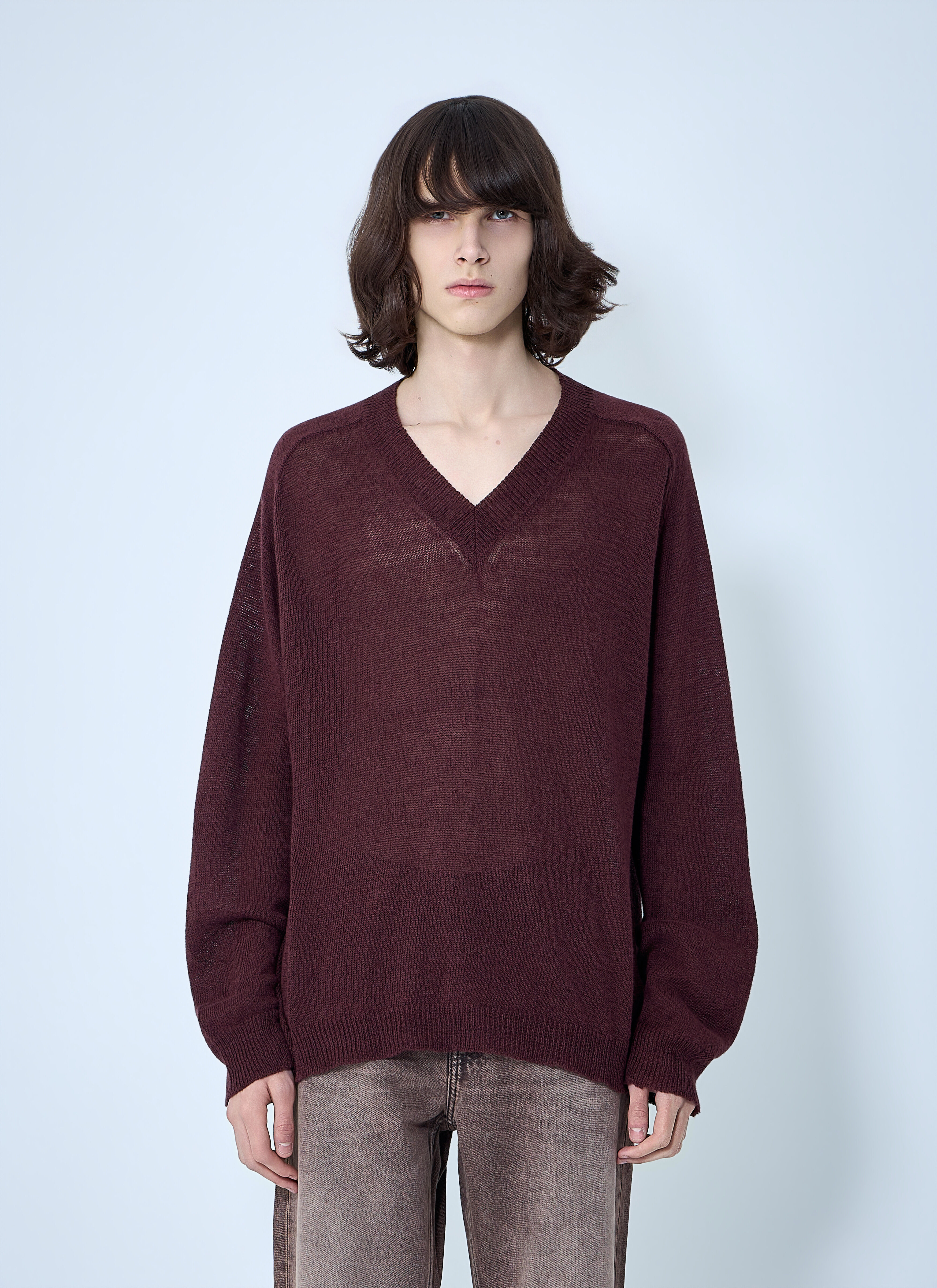 トップス Our legacy RUE V-NECK 44 Our Legacy Men's' Rue V-Neck Jumper in Burgundy | LN-CC®