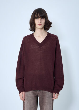 Our Legacy Rue V-Neck  Jumper Burgundy our0164027