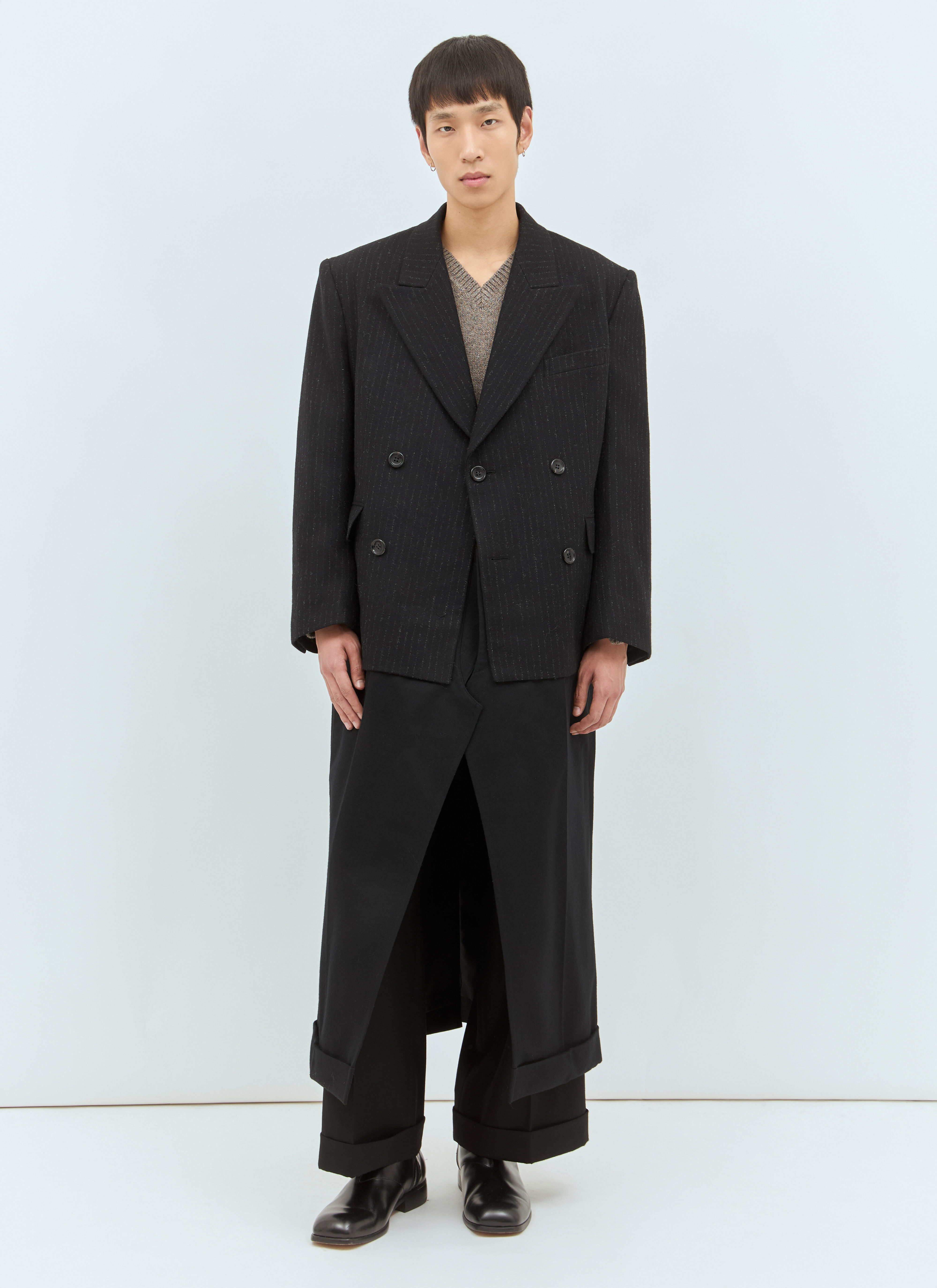 Junya Watanabe Men's' Tailored Coat With Contrast Panels in Black | LN-CC®