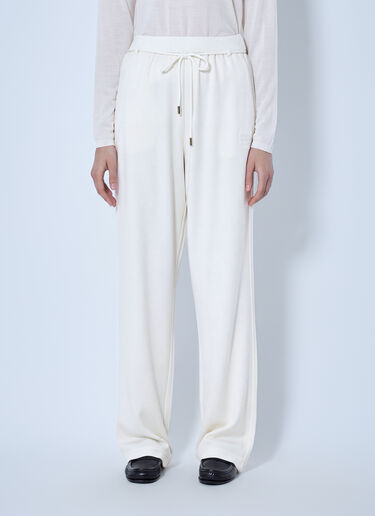 LN-CC® - Max Mara: Drawstring Wide-Leg Trousers - White Max Mara Drawstring Wide-Leg Trousers White max0266050