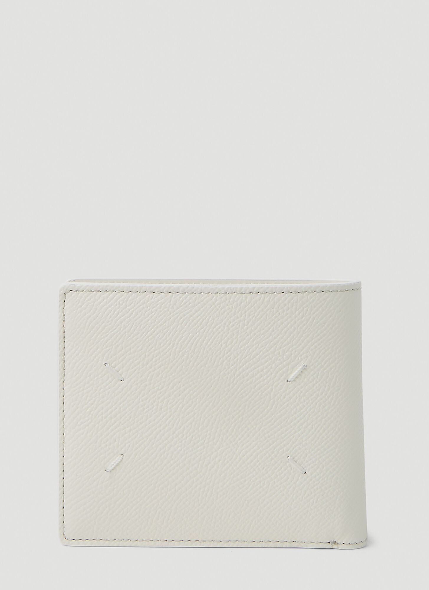 Maison Margiela Signature Stich Bi Fold Wallet In White