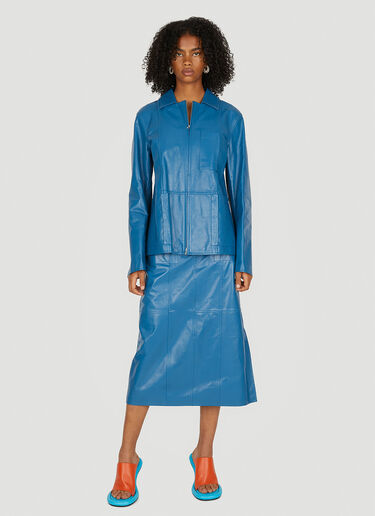 Jil Sander Leather Mid Length Skirt Blue jil0249004