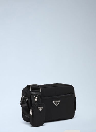 Prada Re-Nylon and Saffiano Leather Shoulder Bag Black pra0248030