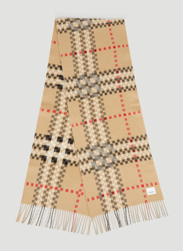 Pixelated Check Scarf Burberry Pixelated Check Scarf Beige bur0151122