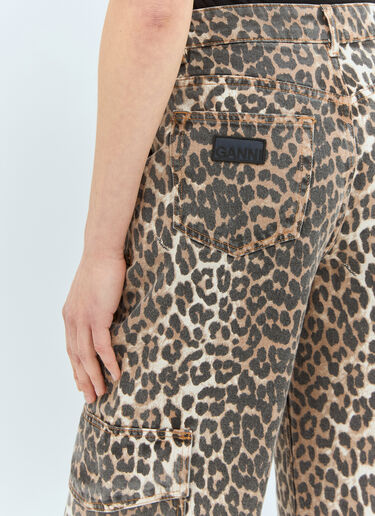 GANNI Angi Leopard Print Jeans Brown gan0258082