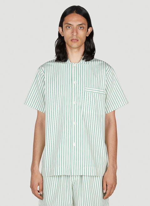 Tekla Clover Stripe Short Sleeve Pyjama Shirt Purple tek0349012