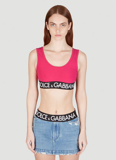 Dolce & Gabbana 로고 테이프 크롭 탑 Black dol0249043