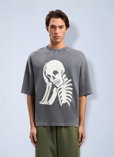 LN-CC® - Palm Angels: Skull Loose T-Shirt - Grey Palm Angels Skull Loose T-Shirt Grey pma0164059
