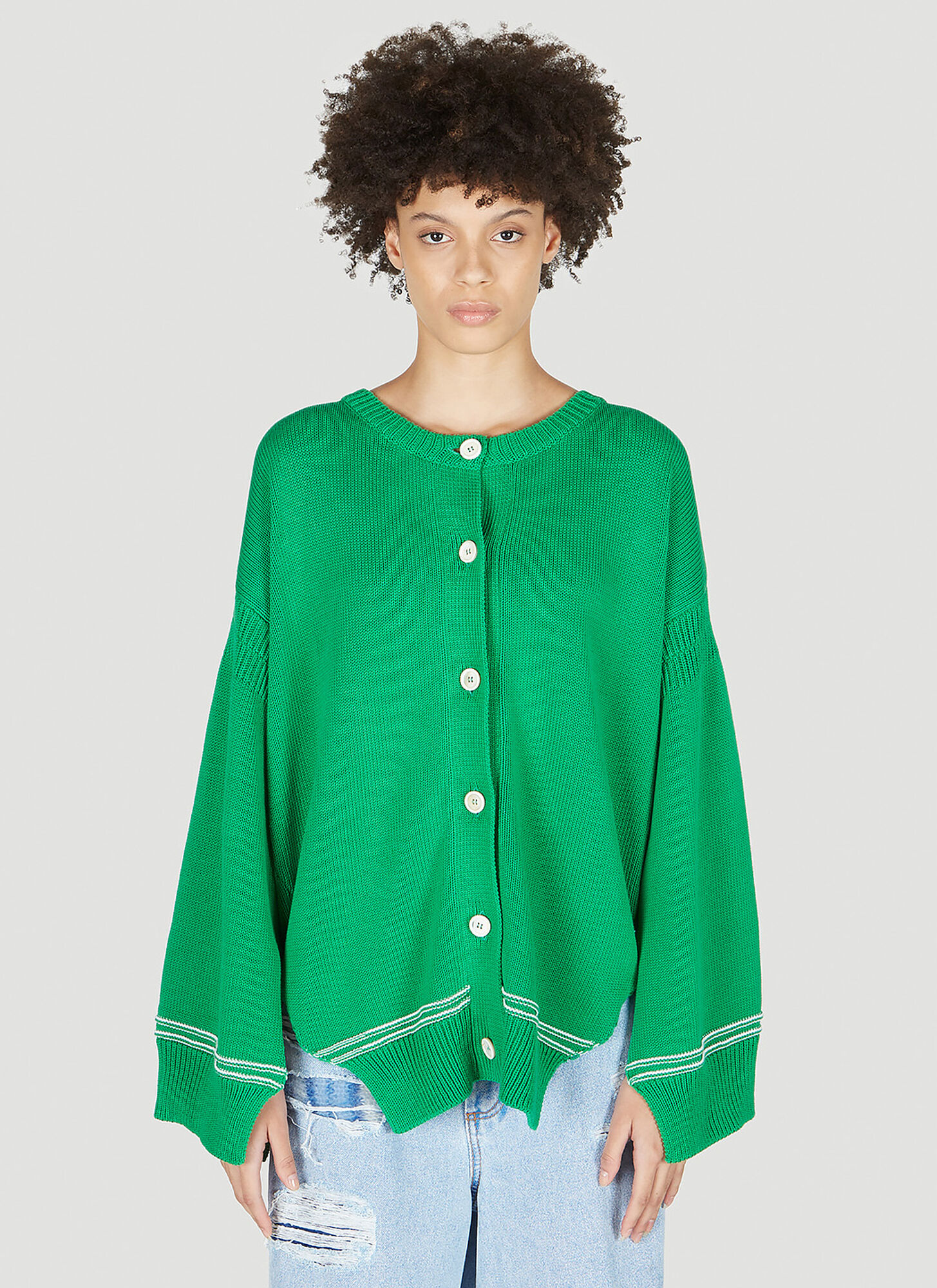 Shop Marni Asymmetric Hem Cardigan In Green