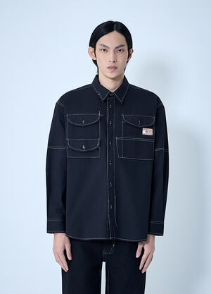 Story mfg. Contrast Stitch Utility Shirt Black str0163002