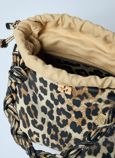GANNI Leopard Bou Bucket Bag Brown gan0259060