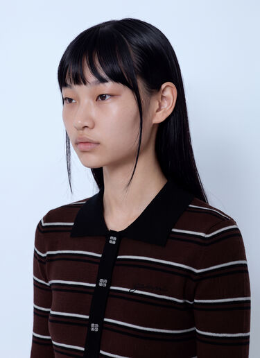 LN-CC® - GANNI: Mini Ribbed Merino Polo - Brown GANNI Mini Ribbed Merino Polo Brown gan0265021