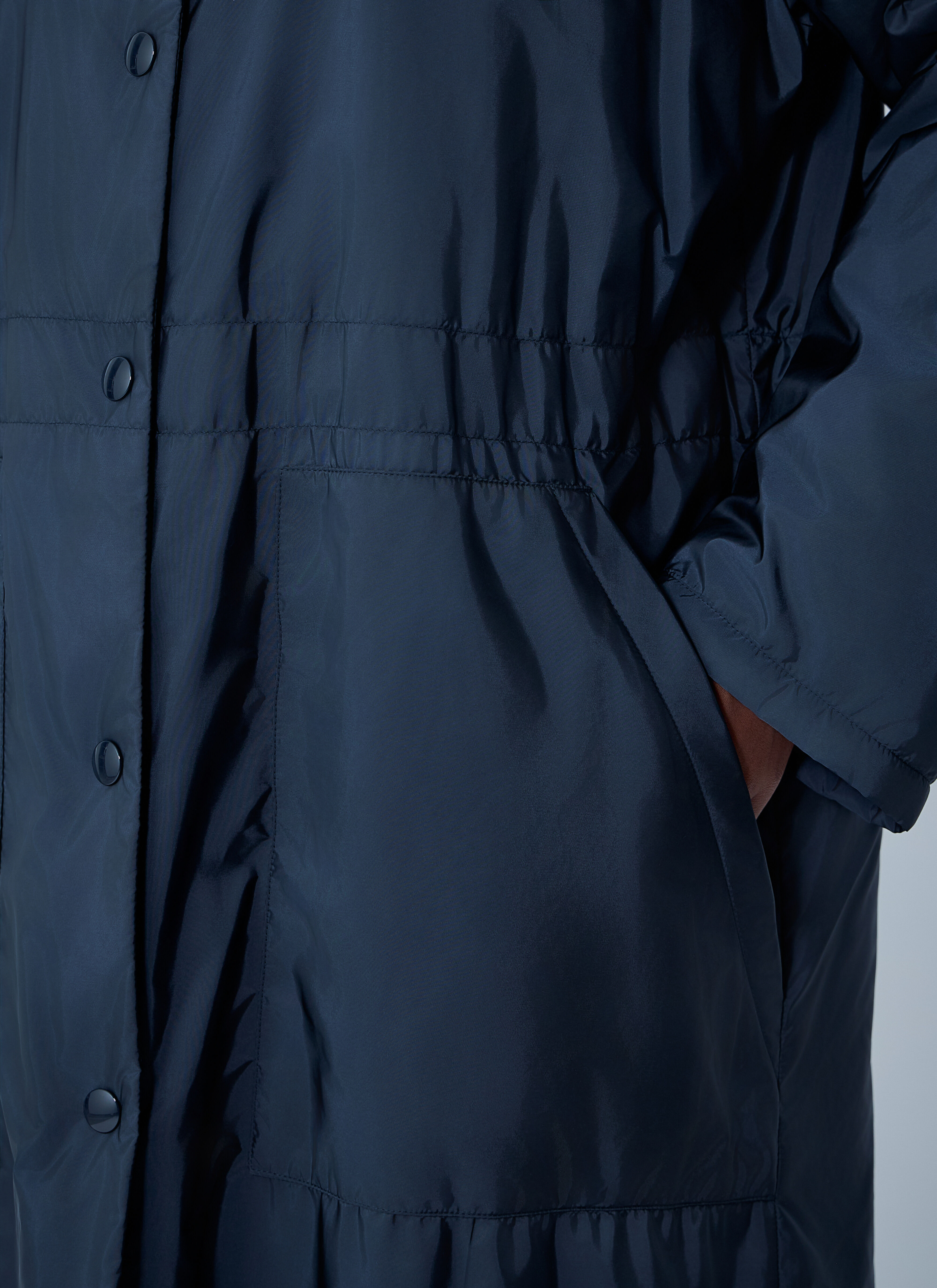 Prada Women's' Logo Print Long Coat in Blue | LN-CC®