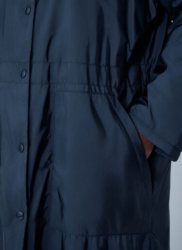 Prada Logo Print Long Coat Blue pra0262057