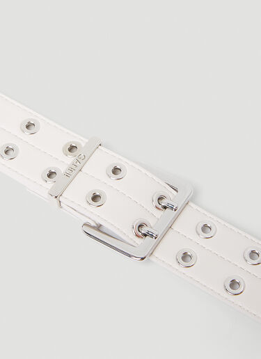 GANNI Double Eyelet Belt White gan0253051
