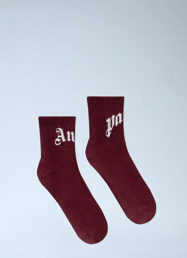 Curved Logo Socks Palm Angels Curved Logo Socks Bordeaux pma0162034
