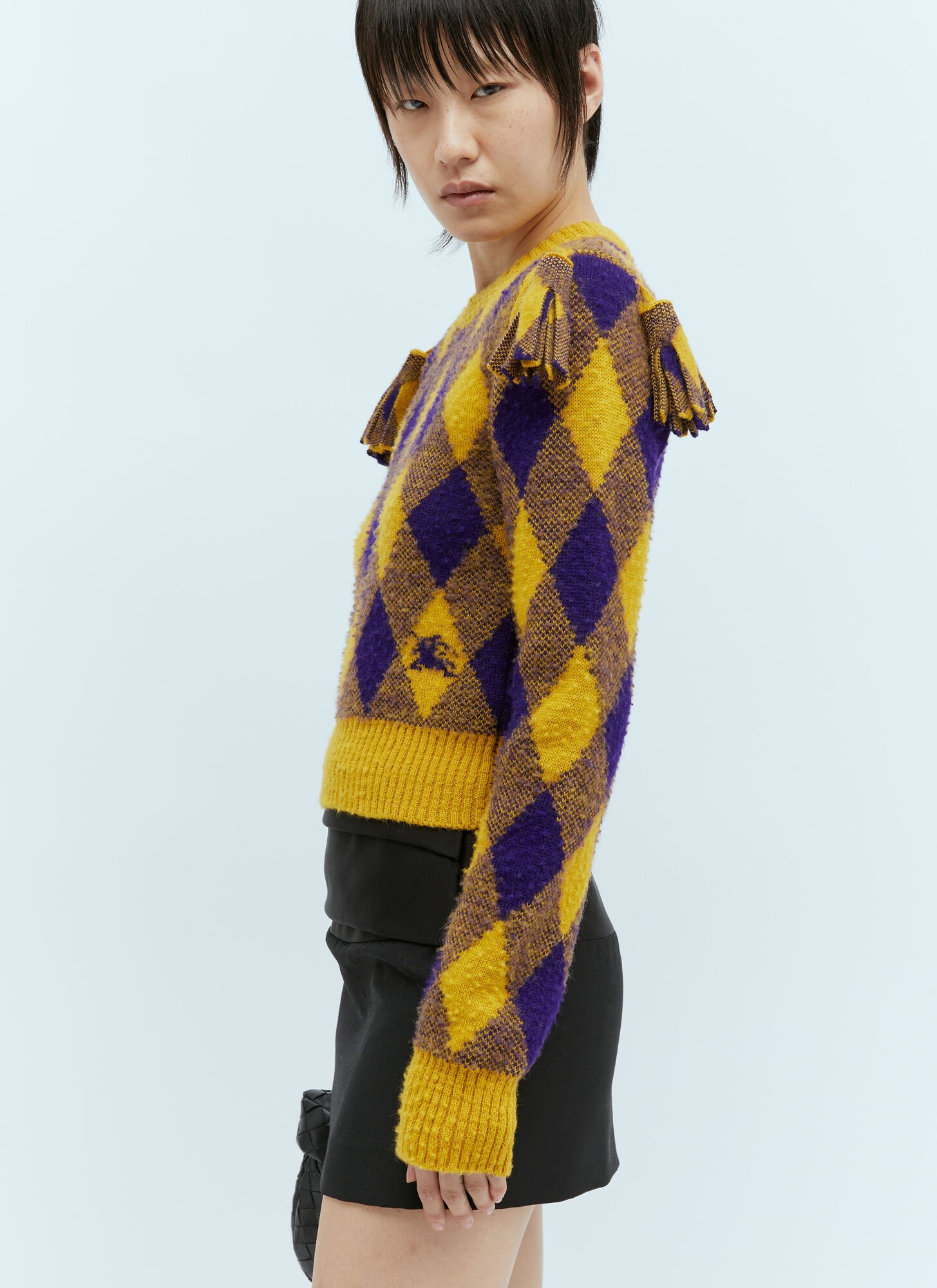Shop Burberry Argyle Wool Sweater In Yellow