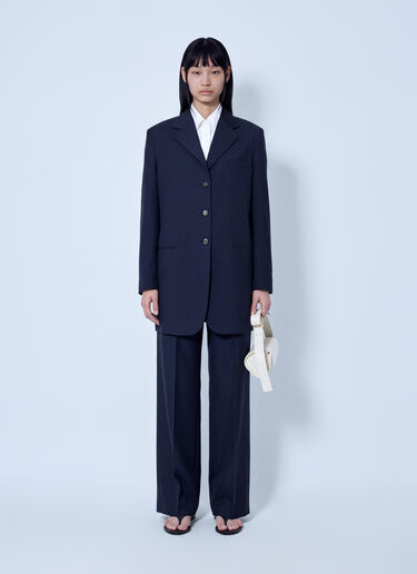 LN-CC® - Jil Sander: Single-Breasted Wool Blazer - Dark Blue Jil Sander Single-Breasted Wool Blazer Dark Blue jil0266001
