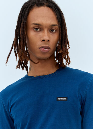 Miu Miu Set Of Three Logo-Patch T-Shirts Blue miu0157004