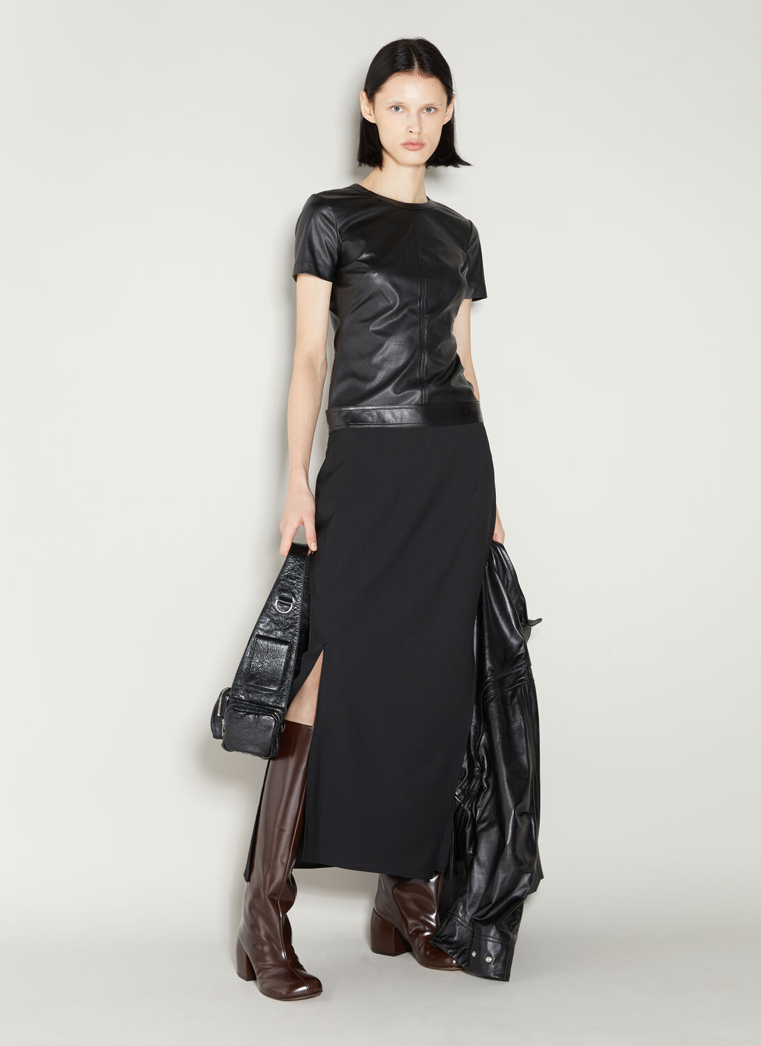Helmut Lang Twisted Stretch Skirt In Black