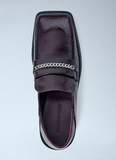 LN-CC® - Martine Rose: Fold Back Square Toe Loafers - Burgundy Martine Rose Fold Back Square Toe Loafers Burgundy mtr0164001