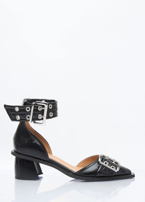 Ganni Feminine Buckle Open Cut Pumps Black gan0258053