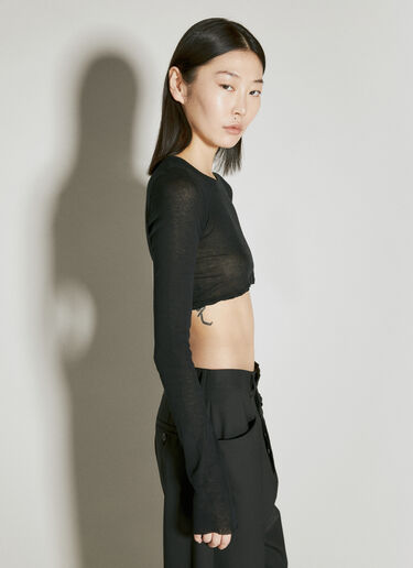 Rick Owens Crop Long-Sleeve Top Black ric0255018