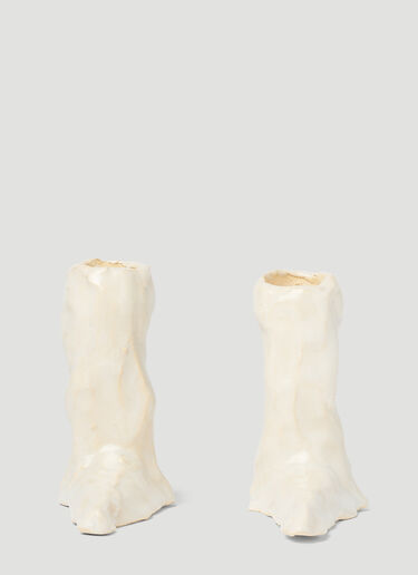 LA WALKER Set of Two High Heels Candle Holders White law0348002