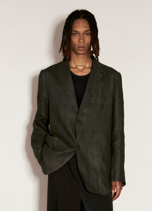 Yohji Yamamoto Ink-Dyed Linen Blazer Black yoy0154015