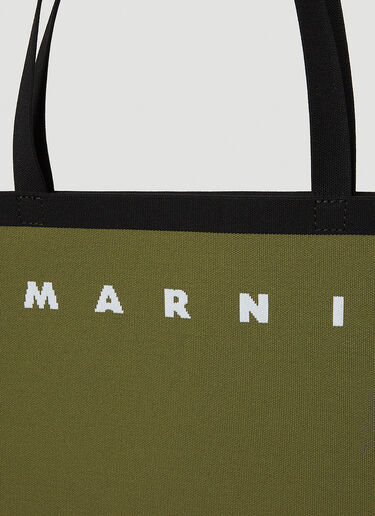 Marni Flat Shopping Tote Bag Olive mni0149036