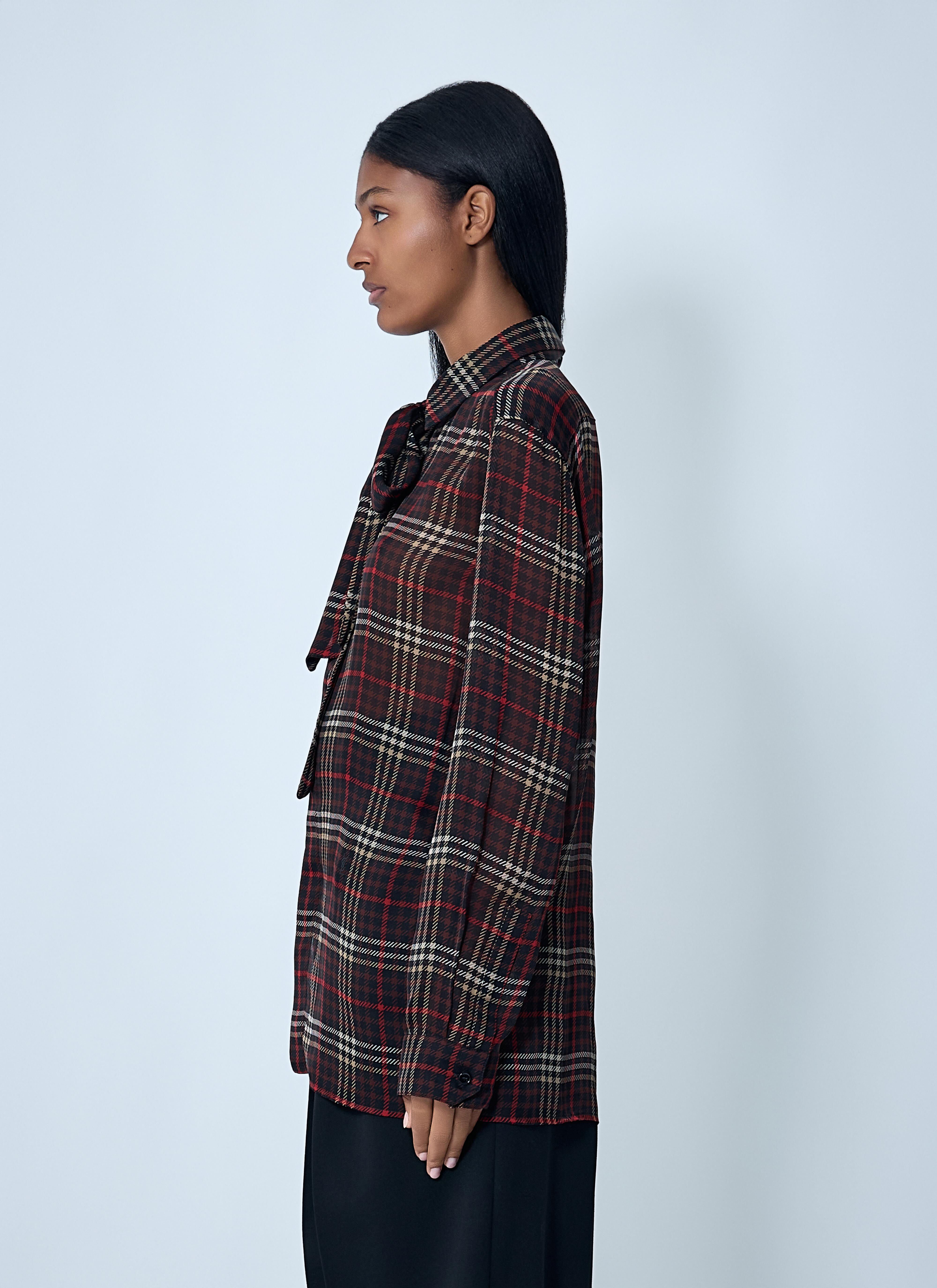 Saint Laurent Women's' Tartant Silk Cassandre Shirt in Grey | LN-CC®