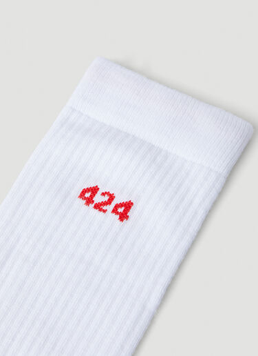 424 Logo Print Socks White ftf0148014