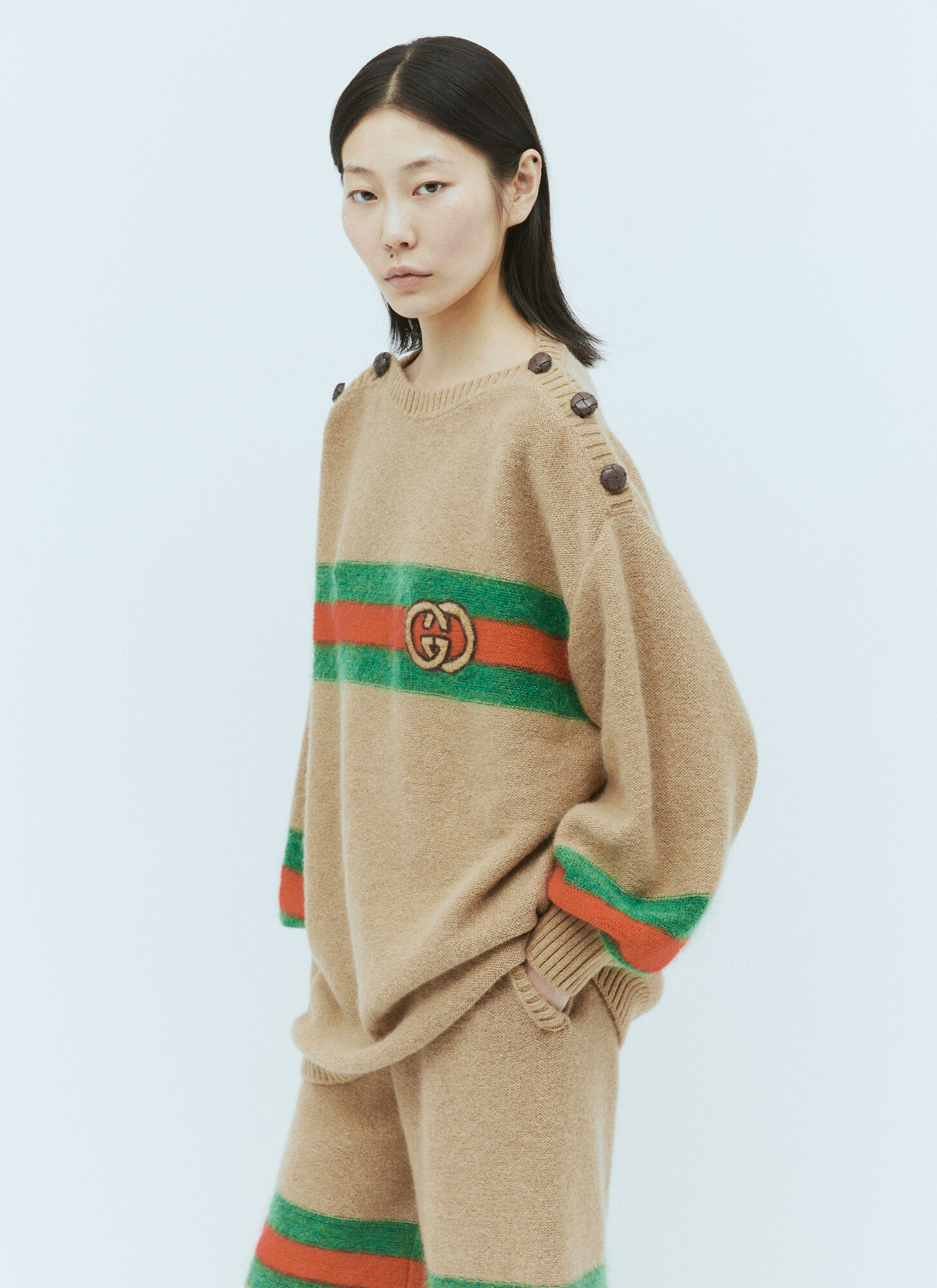 Shop Gucci Interlocking Gg Wool Mohair Sweater In Beige