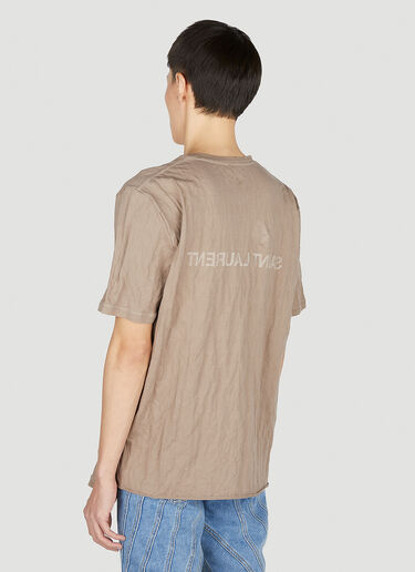Saint Laurent Crinkled Logo Print T-Shirt Beige sla0151023