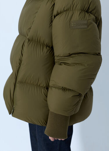LN-CC® - GANNI: Future Nylon Quilt Puffer Jacket - Olive GANNI Future Nylon Quilt Puffer Jacket Olive gan0266013