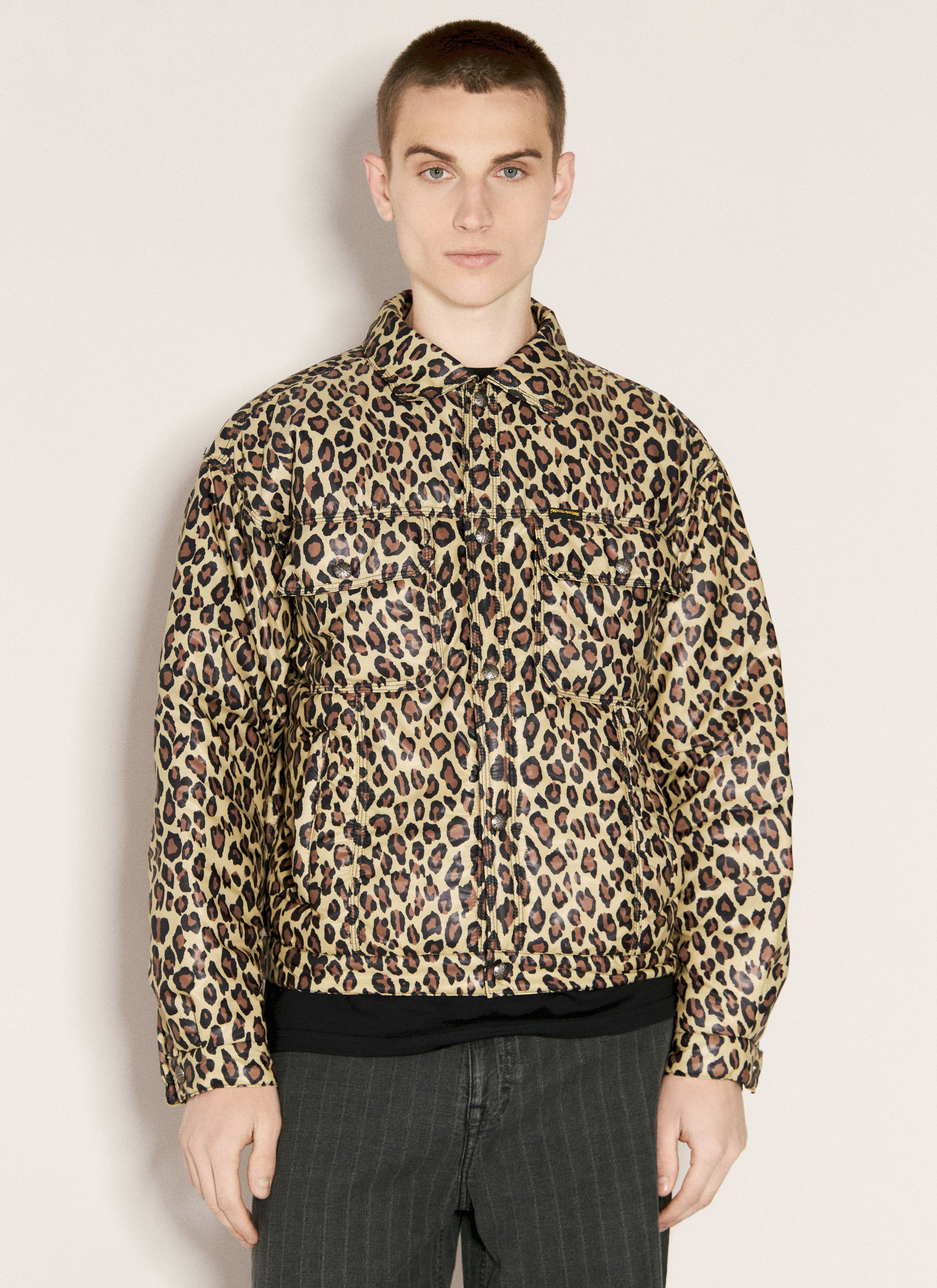 Balenciaga Leopard-Print Trucker Jacket Green bal0156002