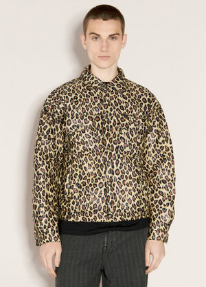 Our Legacy Leopard-Print Trucker Jacket Brown our0157020