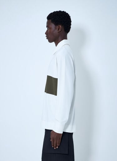 Panelled Long Sleeve Polo Shirt Margaret Howell Panelled Long Sleeve Polo Shirt White mhl0164006