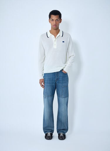 Wales Bonner Patched Slub Wide-Leg Jeans Blue wbn0164001