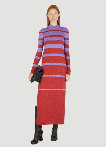 Rabanne Metallic Stripe Long Dress Red pac0251001