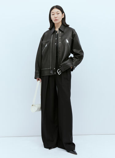 KHAITE Herman Leather Biker Jacket Black kha0253005