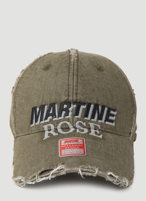 Martine Rose Logo Embroidery Distressed Baseball Cap Black mtr0154014