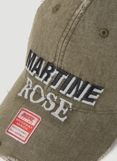 Martine Rose ロゴ刺繍 ダメージ加工 ベースボールキャップ カーキ mtr0154019