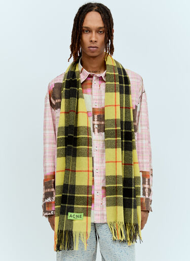 Acne Studios Check Fringe Scarf Yellow acn0156037